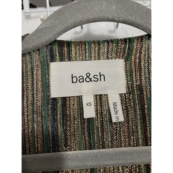 BA&SH Dress Womens size 4 XS Star Vert Lurex Wrap Metallic Holiday - Picture 2 of 7